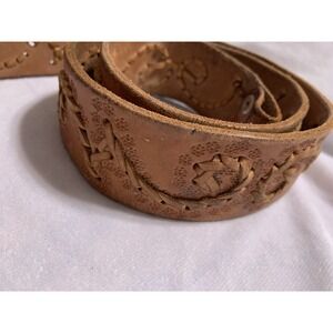 Vintage Leather Tooled Belt Hand Crafted In Mexico Belt Only Size 42